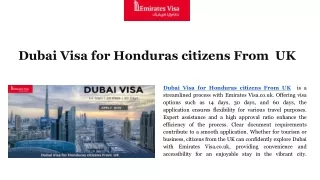 Dubai Visa for Honduras citizens From UK