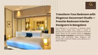 Transform Your Bedroom with Elegance Decormart Studio — Premier Bedroom Interior Designers in Bangalore