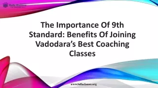 The Importance of 9th Standard - Jayraj sir Lulla Classes