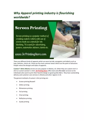Why Apparel printing industry is flourishing worldwide