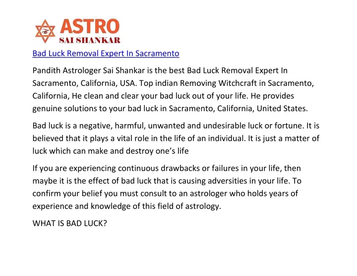 bad luck removal expert in sacramento