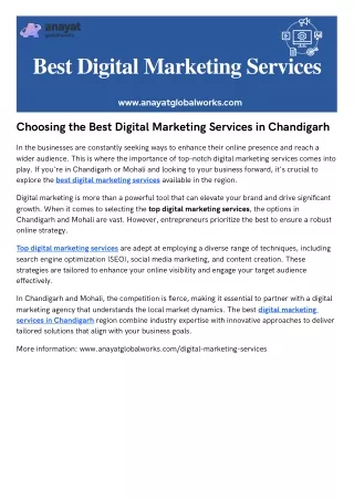 Digital marketing services in Chandigarh