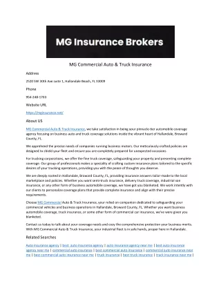 MG Commercial Auto & Truck Insurance