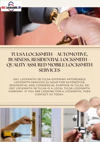OKC Locksmith JB Tulsa-Locksmith Services in Tulsa OK
