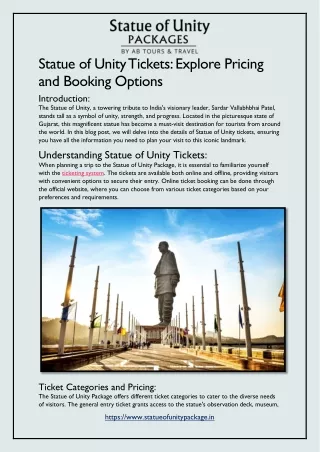 Statue of Unity Tickets: Explore Pricing and Booking Options