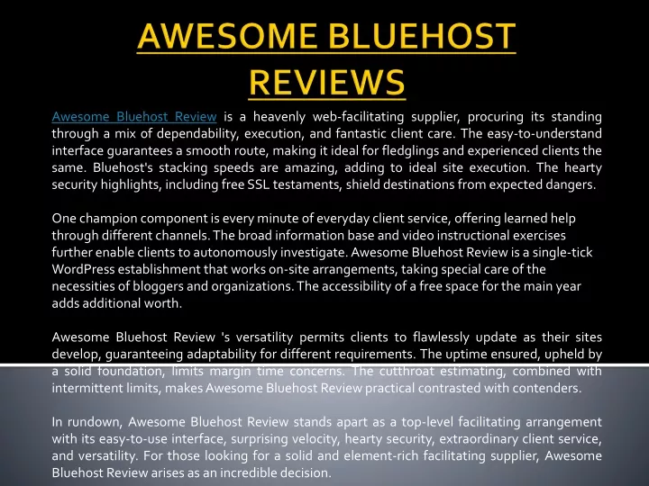 awesome bluehost reviews