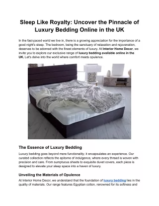 Sleep Like Royalty Uncover the Pinnacle of Luxury Bedding Online in the UK