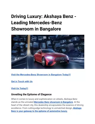 driving luxury akshaya benz leading mercedes benz