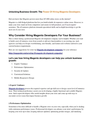 The Power Of Hiring Magento Developers