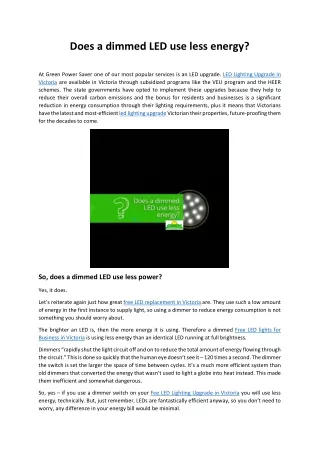 does a dimmed led use less energy