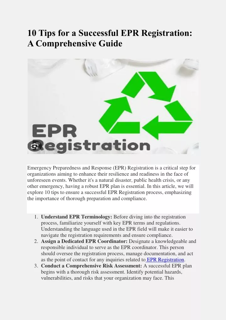 10 tips for a successful epr registration