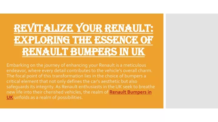 revitalize your renault exploring the essence of renault bumpers in uk