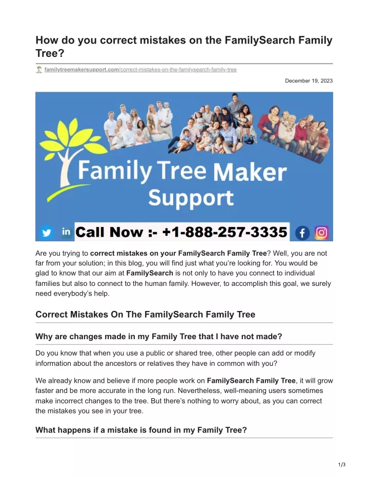 how do you correct mistakes on the familysearch