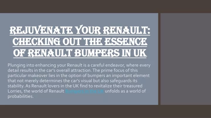 rejuvenate your renault checking out the essence of renault bumpers in uk