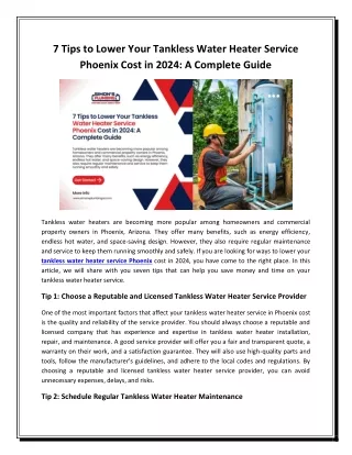 7 Tips to Lower Your Tankless Water Heater Service Phoenix Cost in 2024