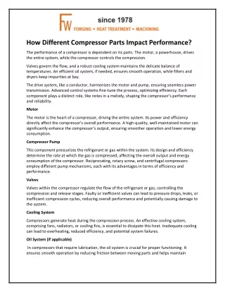 How Different Compressor Parts Impact Performance