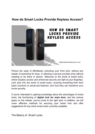 How do Smart Locks Provide Keyless Access