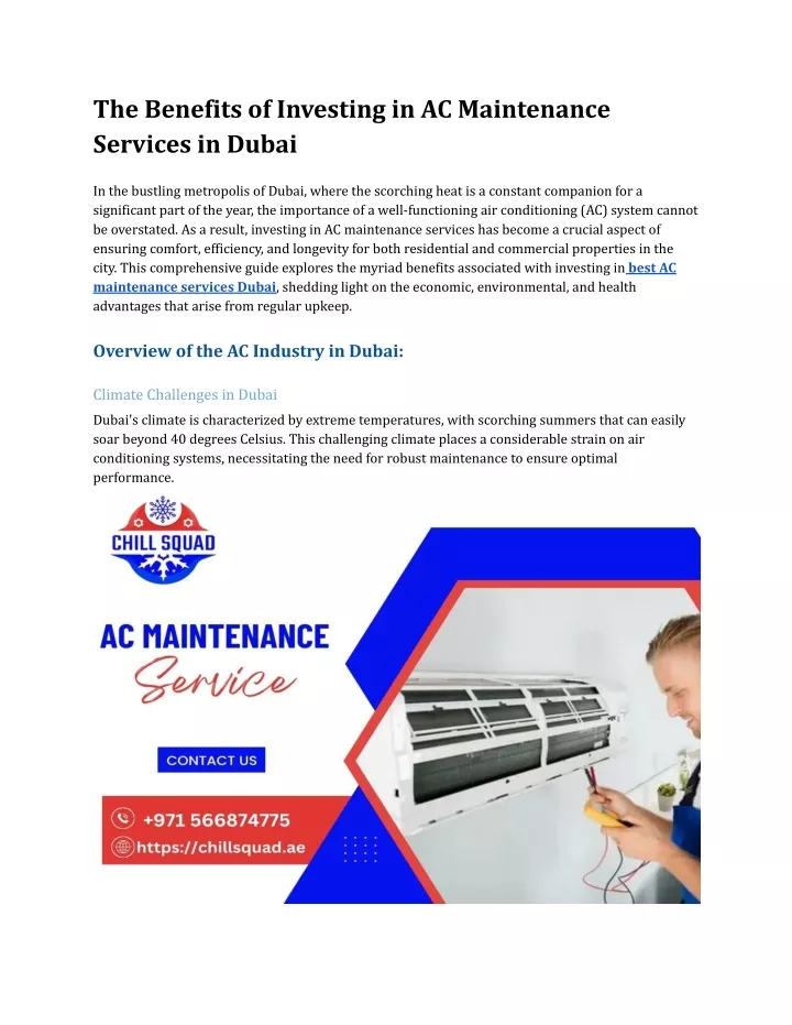 the benefits of investing in ac maintenance