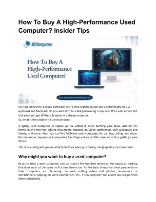 how to buy a high performance used computer