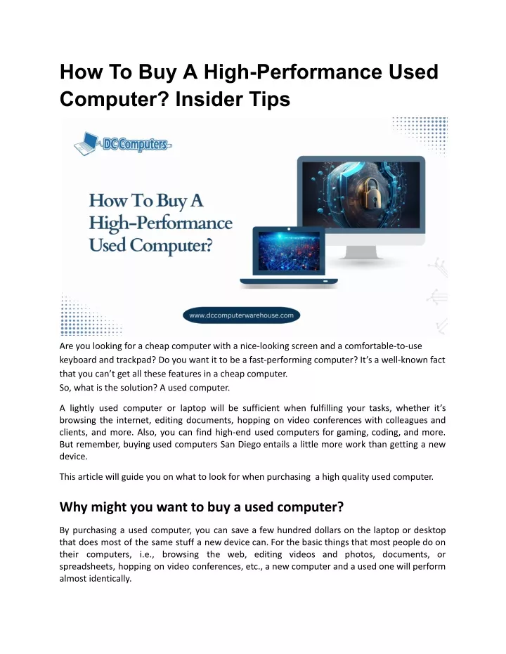 how to buy a high performance used computer