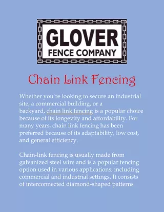 Chain Link Fencing: Durable Solutions for Security and Aesthetics