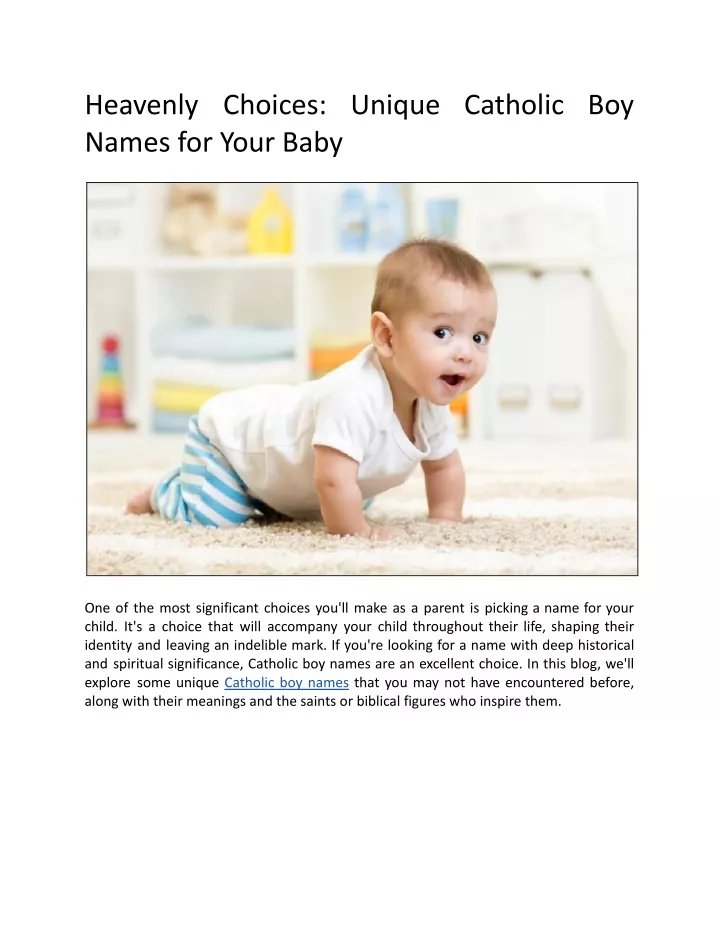 heavenly choices unique catholic boy names