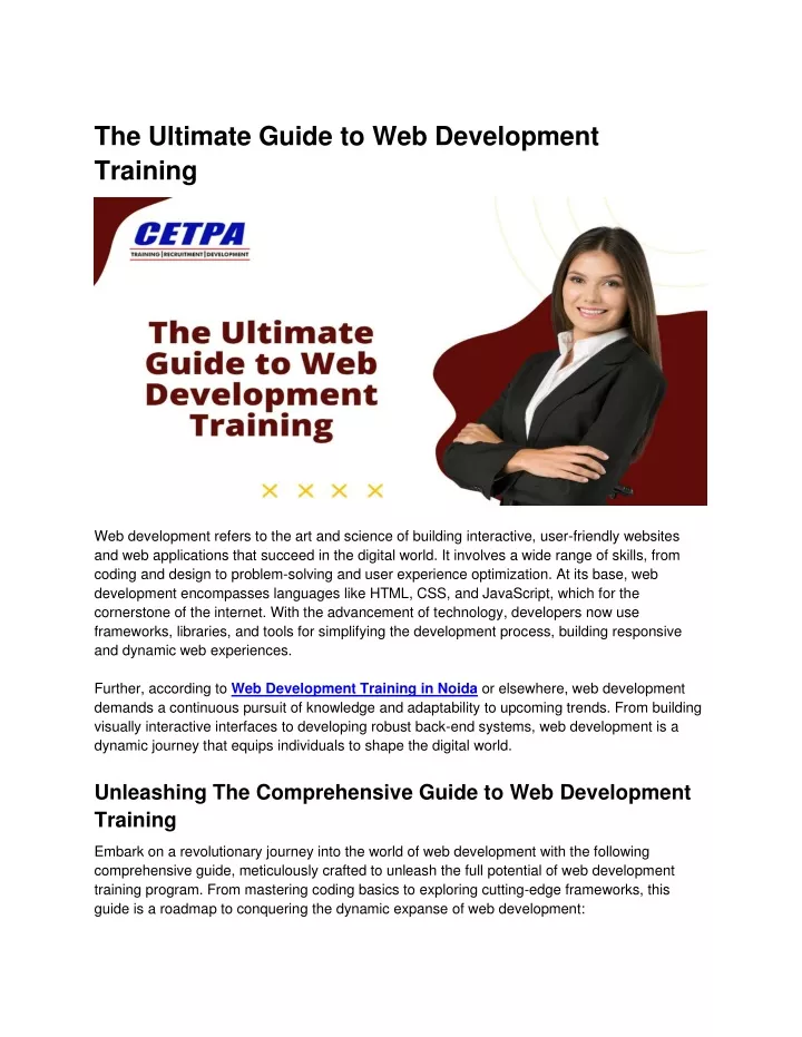 the ultimate guide to web development training