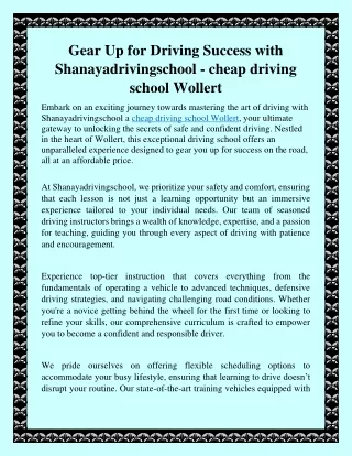 Gear Up for Driving Success with Shanayadrivingschool - cheap driving school Wollert