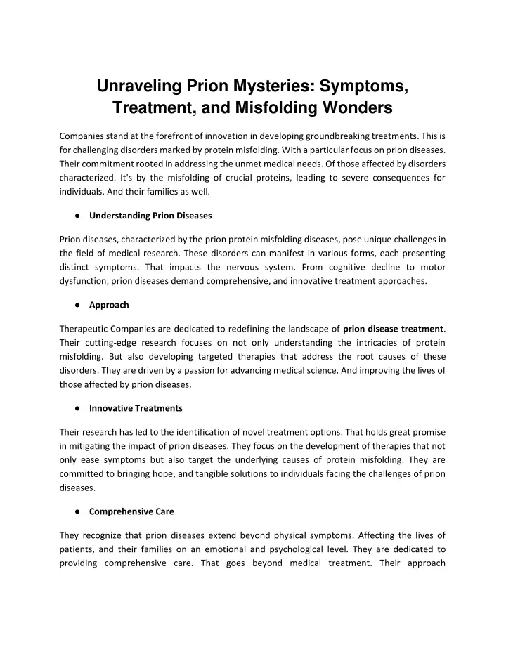 unraveling prion mysteries symptoms treatment