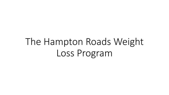 the hampton roads weight loss program