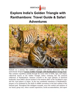 explore india s golden triangle with ranthambore