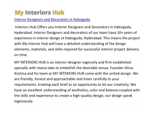 Interior Designers and Decorators in Habsiguda