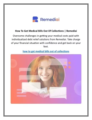 How To Get Medical Bills Out Of Collections | Remediai