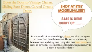 Open the Door to Vintage Charm, Sliding Barn Doors, Carved Ornate Doors