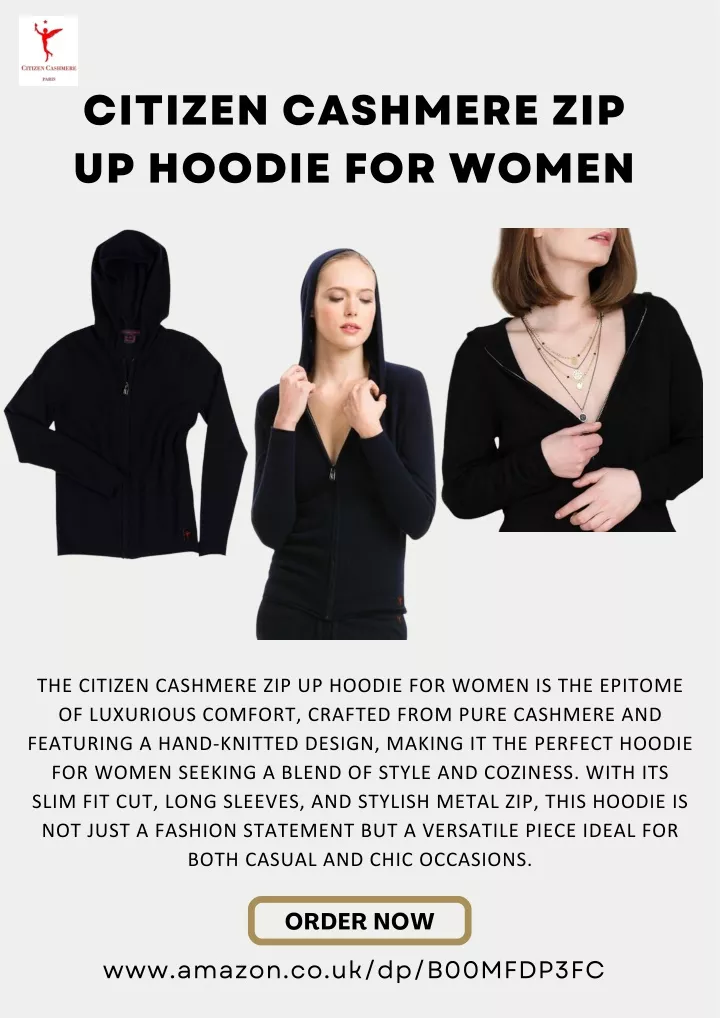 citizen cashmere zip up hoodie for women