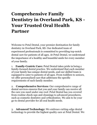 Comprehensive Family Dentistry in Overland Park pdf