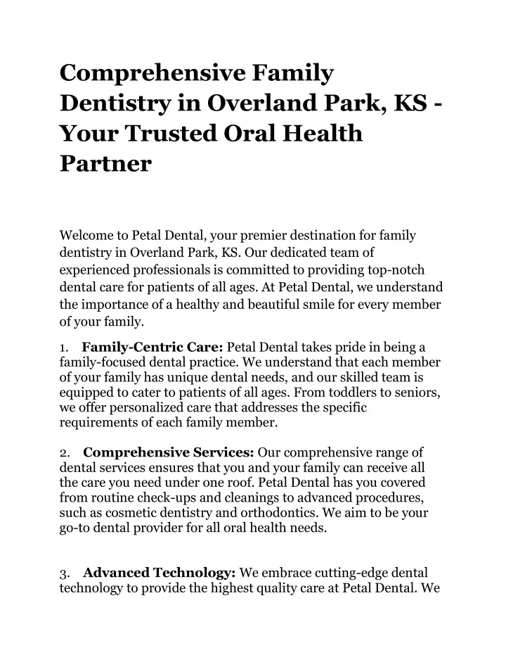 comprehensive family dentistry in overland park