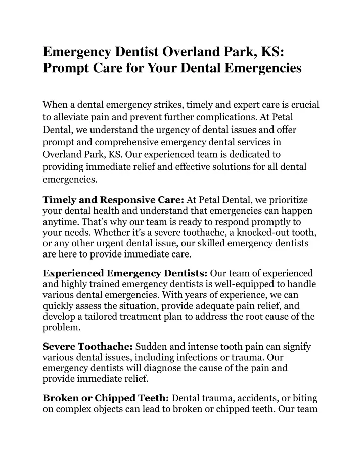 emergency dentist overland park ks prompt care