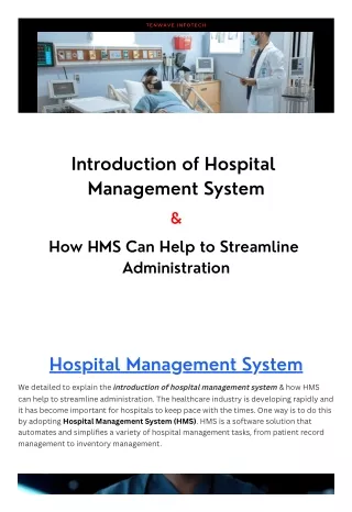 Introduction of hospital management system - HMS