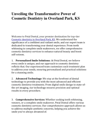 Unveiling the Transformative Power of Cosmetic Dentistry in Overland Park pdf