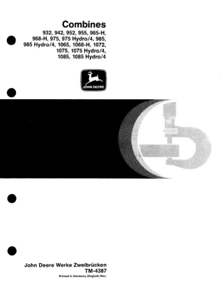 John Deere 952 Combines Service Repair Manual (tm4387)