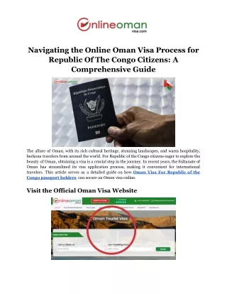 Oman Visa for Republic Of The Congo Citizens