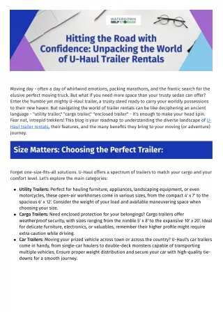 Hitting the Road with Confidence  Unpacking the World of U-Haul Trailer Rentals