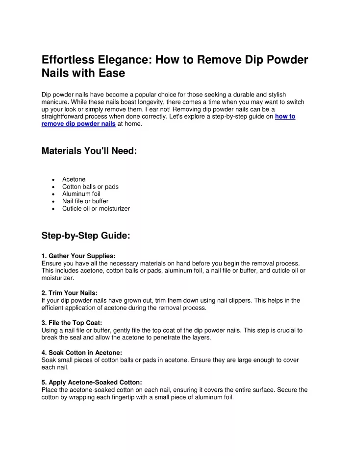 effortless elegance how to remove dip powder