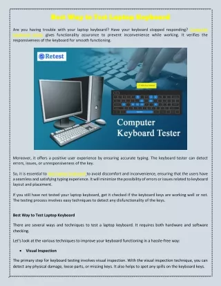 Best Way to Test Laptop Keyboard