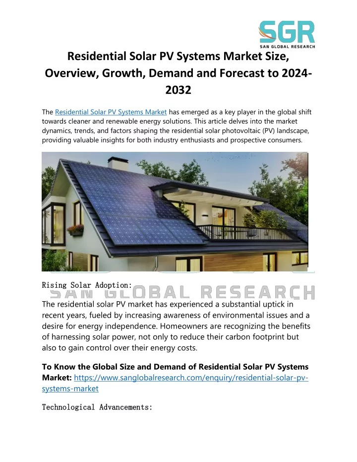 residential solar pv systems market size overview