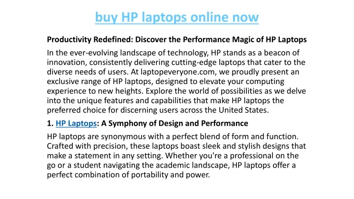 buy hp laptops online now