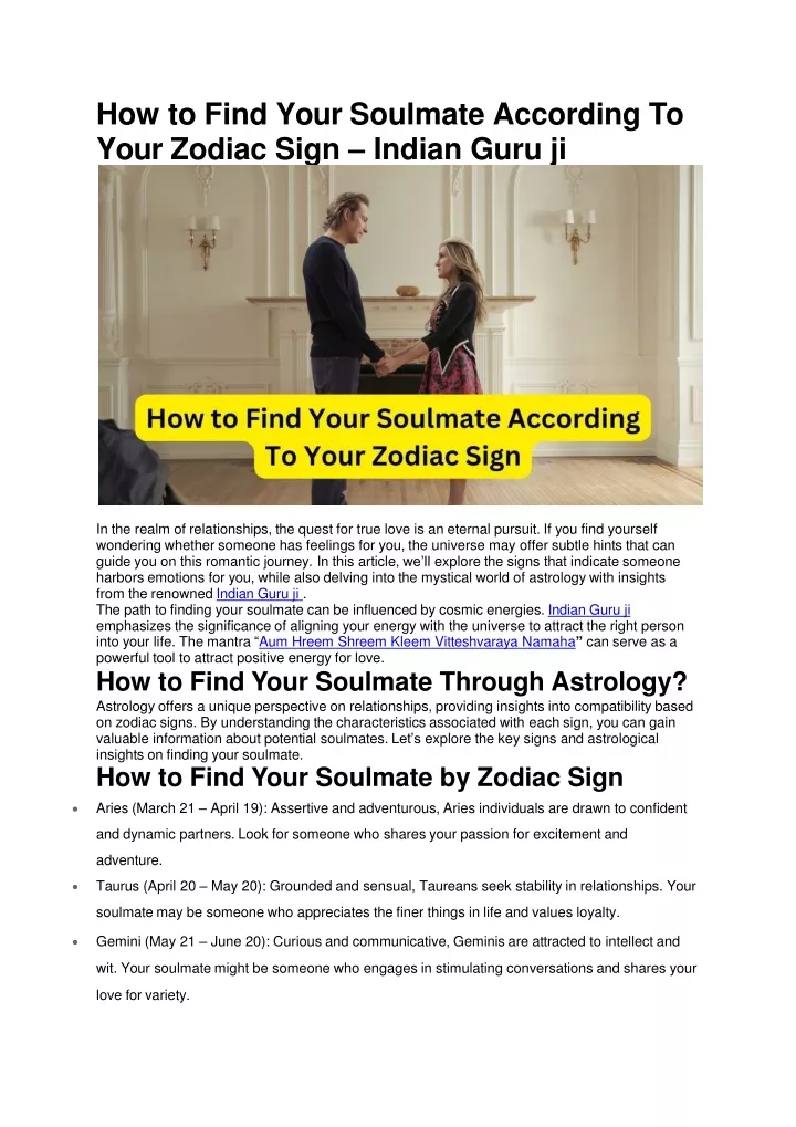 how to find your soulmate according to your zodiac sign indian guru ji