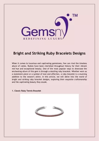 Bright and Striking Ruby Bracelets Designs