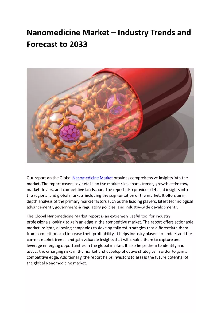 nanomedicine market industry trends and forecast